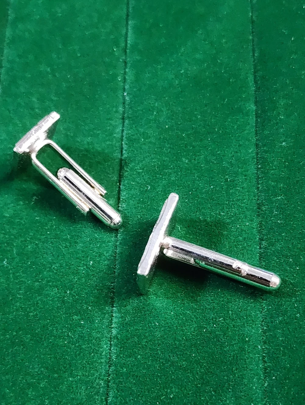 Vintage Silver & Black Rectangular Cufflinks - Classic Men's Accessory
